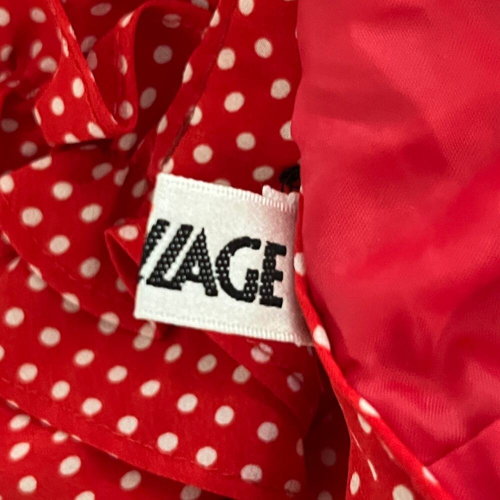 Vintage Fashion Village Red White Polka Dot Midi Skirt Ruffles Tie Belt Small - Picture 7 of 7